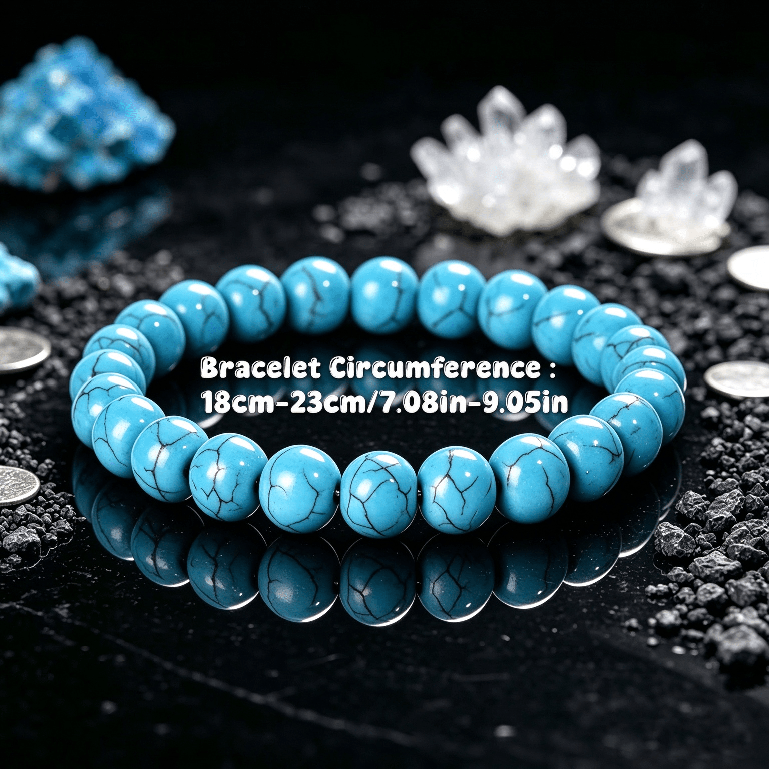 4pc Vintage Turquoise Round Bead Stretch Bracelet Set, Minimalist Style